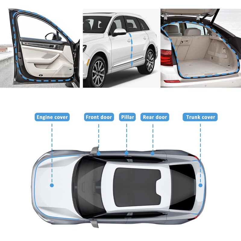 Salior 10Ft Car Door Seal Strip U-Shaped Automotive Weather Stripping Rubber Seal Strip with Metal Clips Universal Push-in Car Door Edge Guards Fits Car Truck Boat RV Home (10Ft) - Image 3